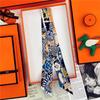 Brand Design Twill 100% Silk Scarf Luxury Print Flowers Scarf Women Foulard Skinny Bag Scarves New Hot Neckerchief Hair Headband