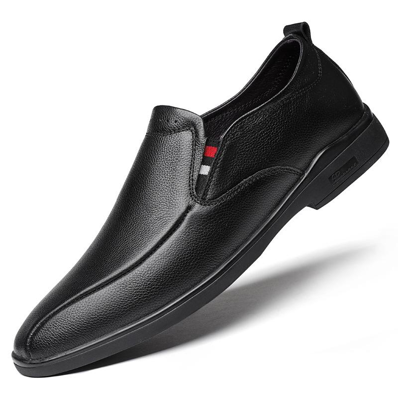 Spring Men s Leather Slip-On Loafers: Business Casual, Breathable, Professional, Formal Shoes 45 чёрный