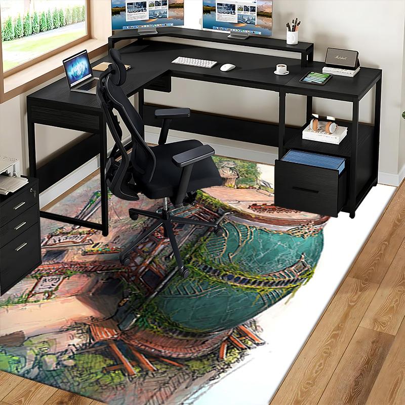 1pc Fantasy Castle Office Chair Mat - Festival Gift, Seasonal Decor, for Home and Office Use.P047