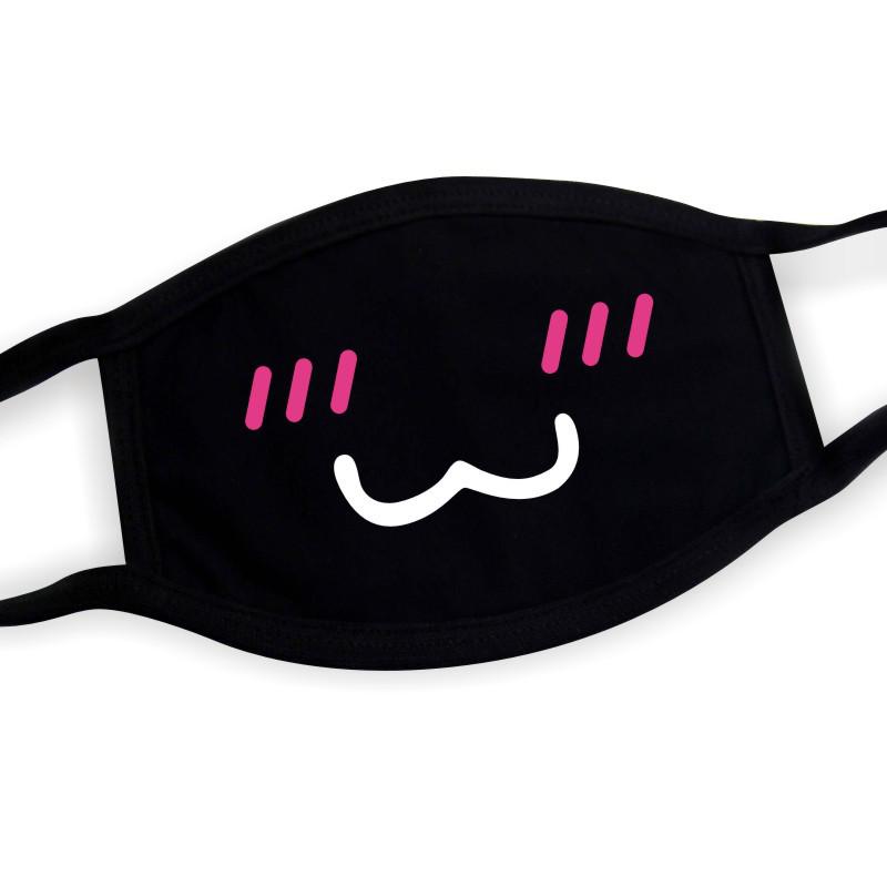 Black Cotton Mask Unisex Winter Warm Thickening Half Face Mouth Mask Cotton Cartoon Pattern Anti-Dust Anti-Respirator Mask