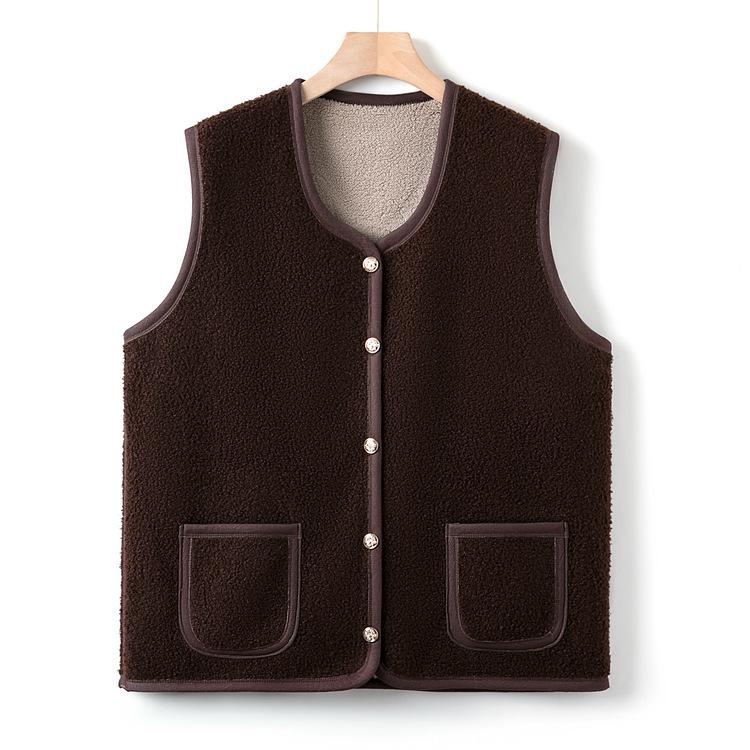 Autumn and Winter New Mother Clothing Casual Vest Middle-aged Women Versatile Velvet Vest Middle-aged and Elderly Grandma
