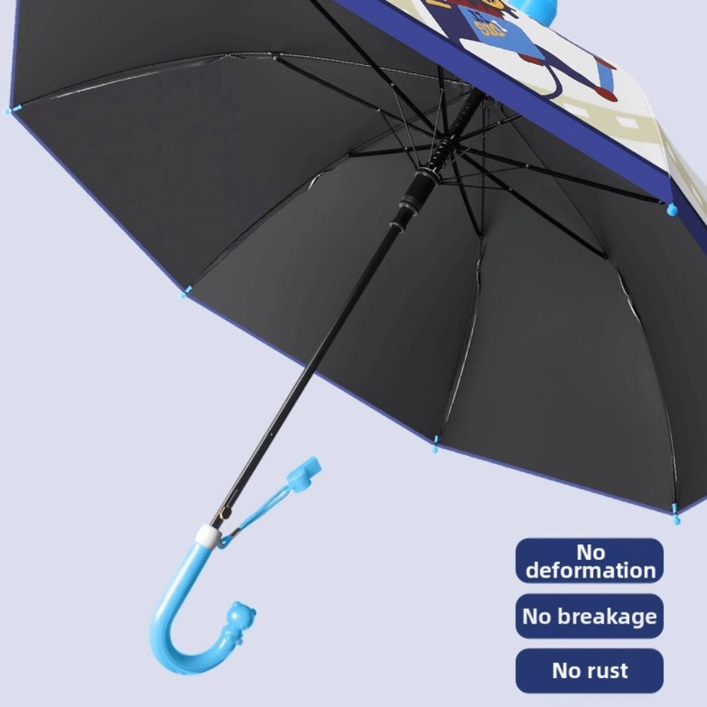 New Cartoon Pattern Child Umbrella Whistle Multi-functional Rain Sun Umbrella with Storage Pouch Long Handle Umbrella Daily Use