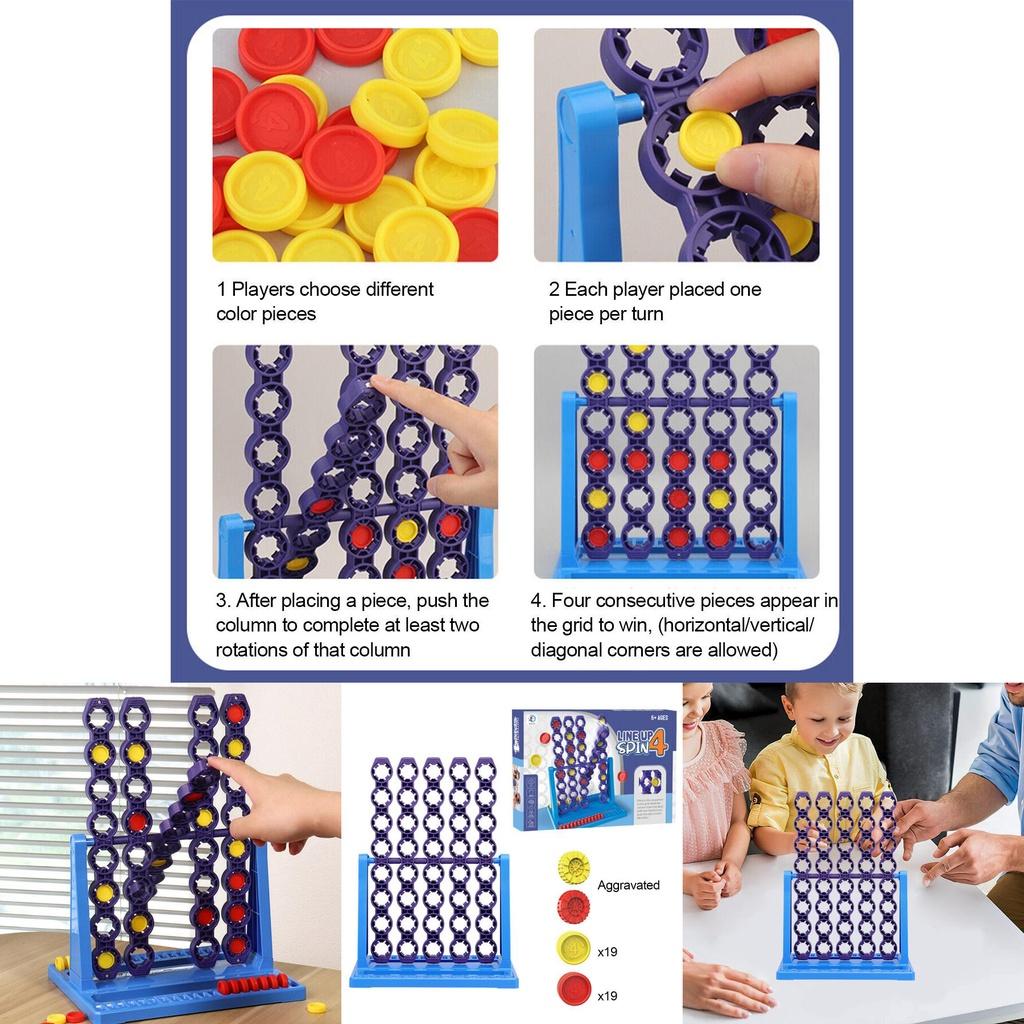 Interactive Plastic Desktop Game With Rotating Four-in-a-row Indoor Fun For Kids And Families Shantou China
