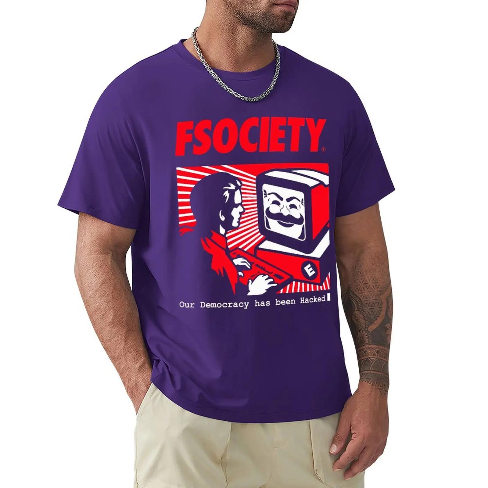 

Вінтажна Смішна Футболка Mr Robot FSociety F Society Хакерська Футболка Хараджуку Футболка з Коротким Рукавом 100% Бавовна Графічна Футболка Топи XXL чорний