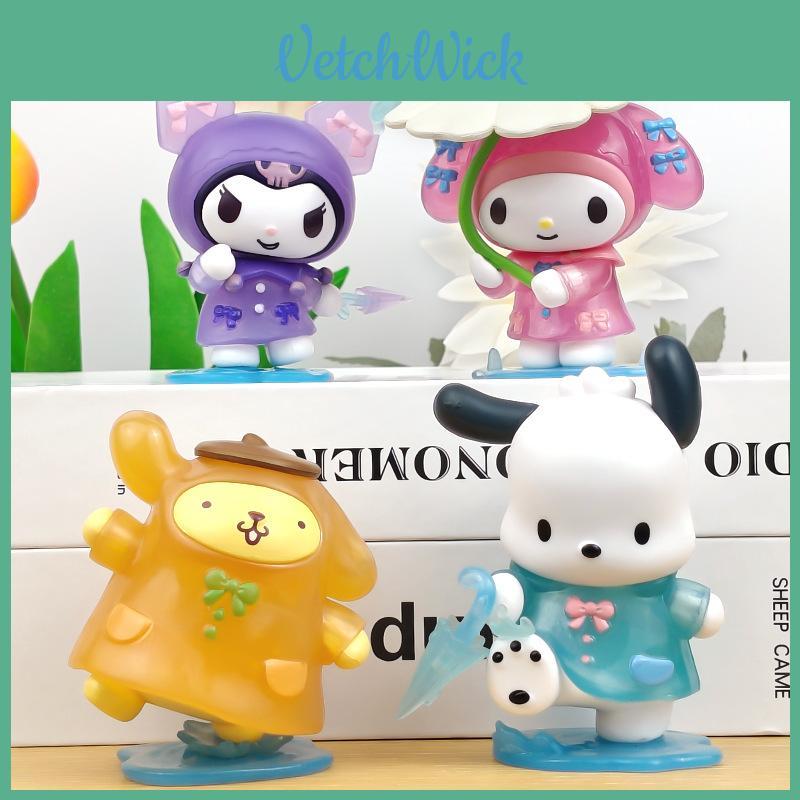 Sanrio Kuromi And My Melody Rainy Day Pvc Desk Figurines Set For Collection And Gift