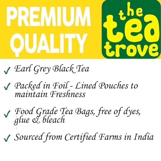 The Tea Trove Earl Grey Tea Bags - 40 Eco-Friendly Earl Gray Black Tea Bags In Resealable Pouch, Natural Bergamot Flavor Blended , 80g