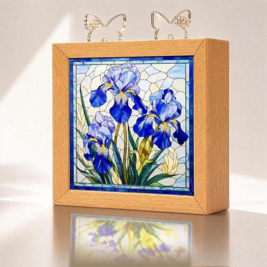 Desktop Light for Office Acrylic Puzzle LED Night Light, 2-In-1 USB Royal Iris Bloom Jigsaw Lamp, Cozy Atmosphere DIY Creative Home Ambient