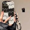Cute Black Cat Bracelet Chain Case For Samsung Galaxy S25 Ultra S22 S21 S20 Plus S21FE S20FE S25FE A31 Y2K Soft Wave Side Cover