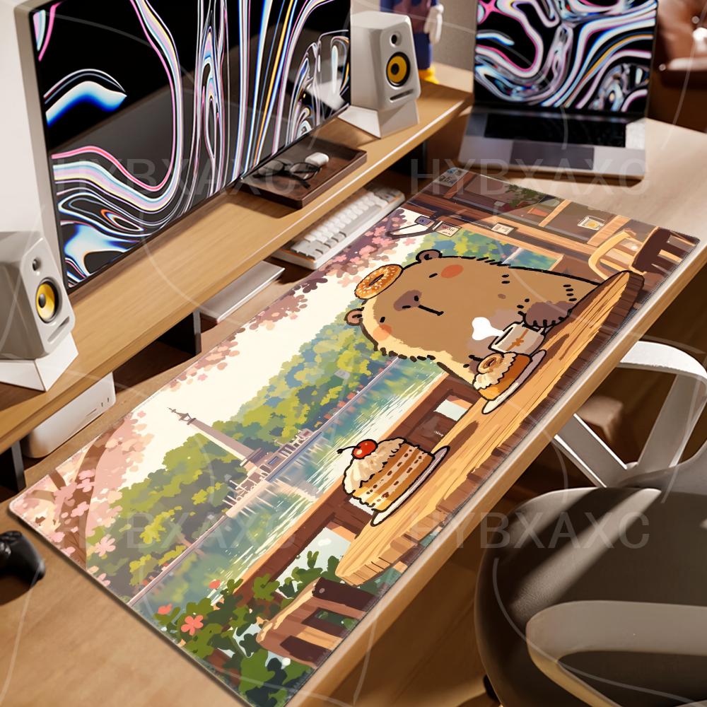 HYBXAXC Cartoon CUTE Capybara Mouse Pad Non-slip Desk Mat PC Laptop Accessories Rubber Office Keyboard Large Gamers Decoracion