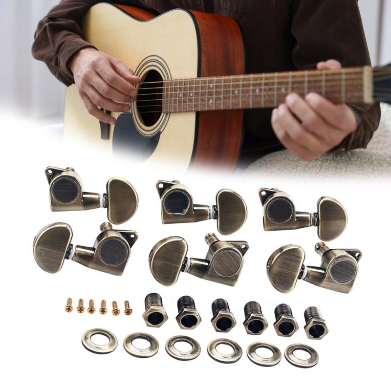 6Pcs Locking Guitar String Tuning Pegs Copper Alloy Machine Head Tuners Tuning Key for Electric Acoustics Guitar