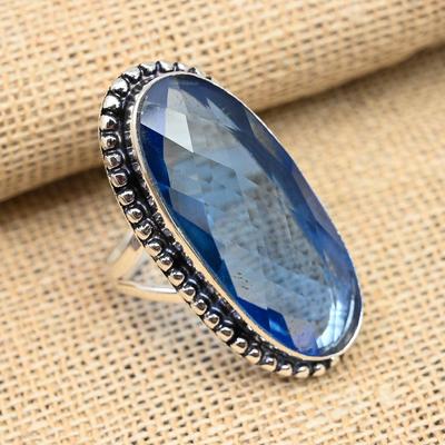 Tansanit-Edelstein, handgefertigter Ringschmuck aus 925er Sterlingsilber für Weihnachten