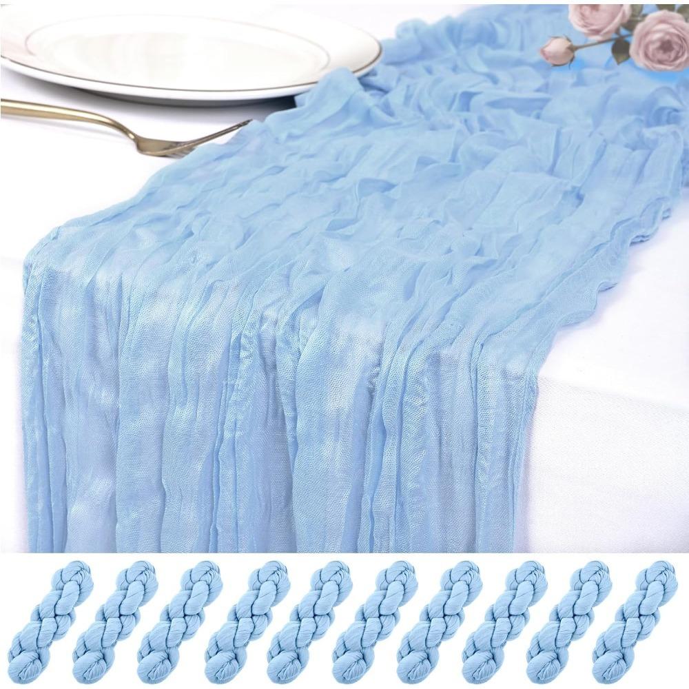 90*180CM Green Cheesecloth Table Long Runner Bohemian Gauze Tablecloth for Wedding Party Banquet Baby Bride Shower Home Decorati