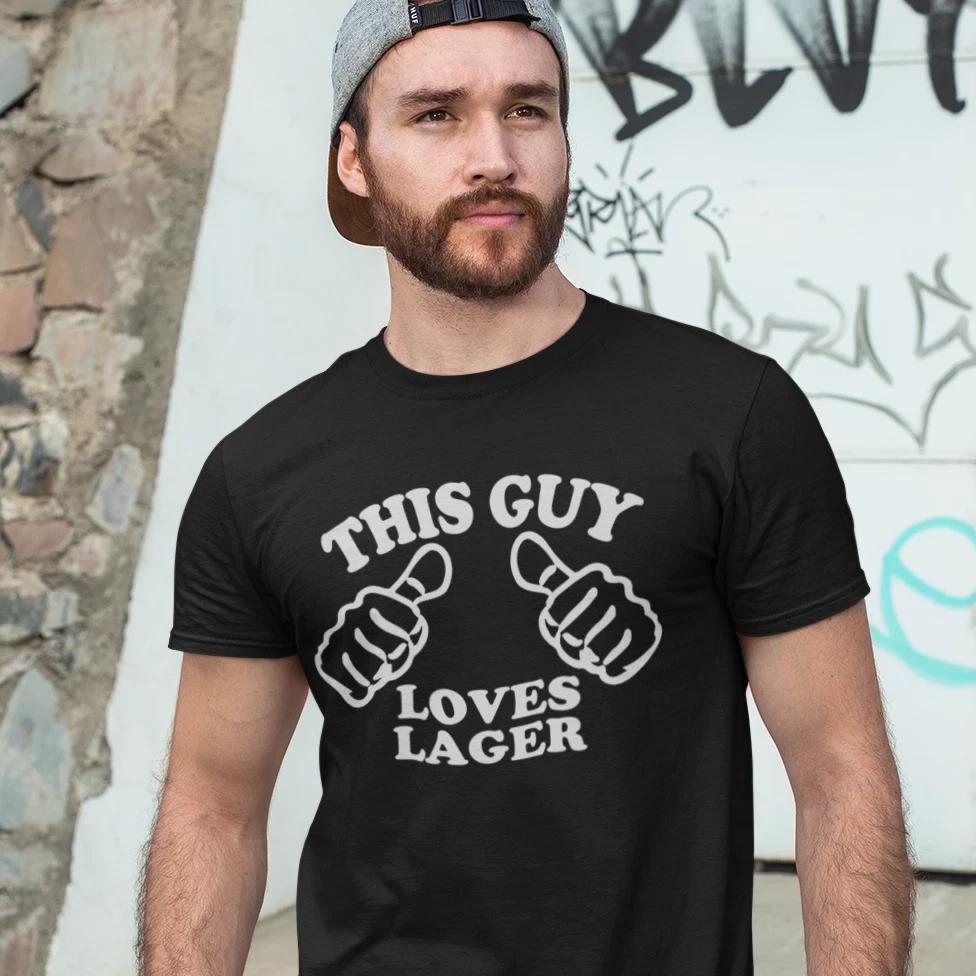 This Guy Loves Lager T-Shirt - alcohol drinking pub beer stag party football lad 4XL