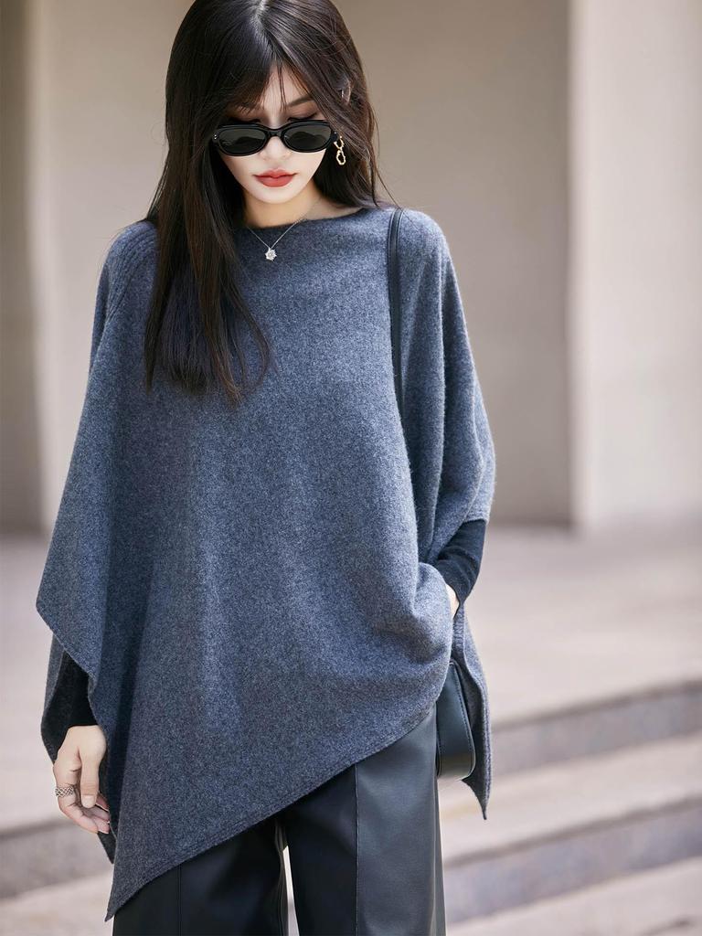 Women's One-Shoulder Wool Cardigan Shawl - Niche Casual Style Sweater