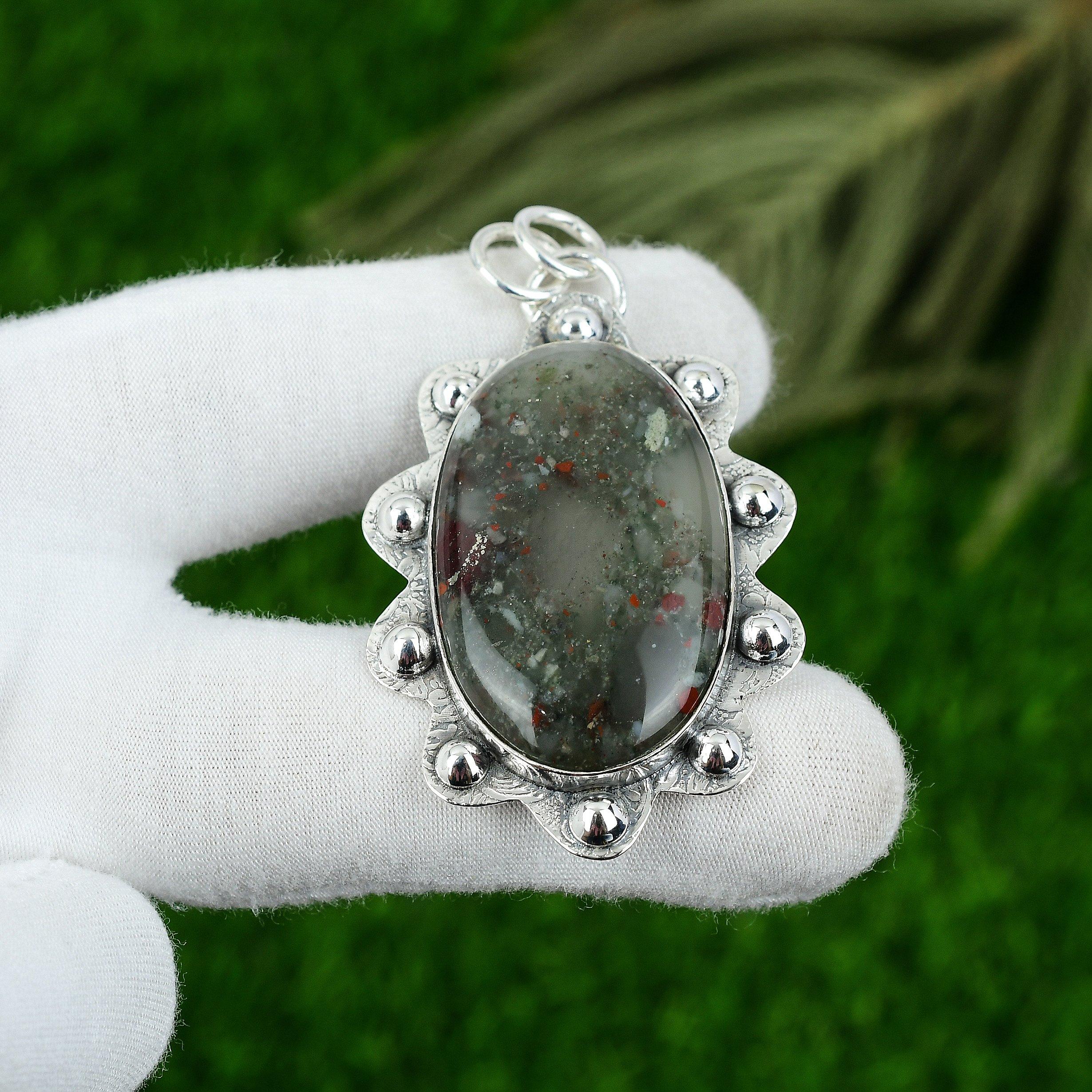 

Подарок для нее Подвеска из ювелирного серебра 925 пробы с натуральным камнем табу-яспис