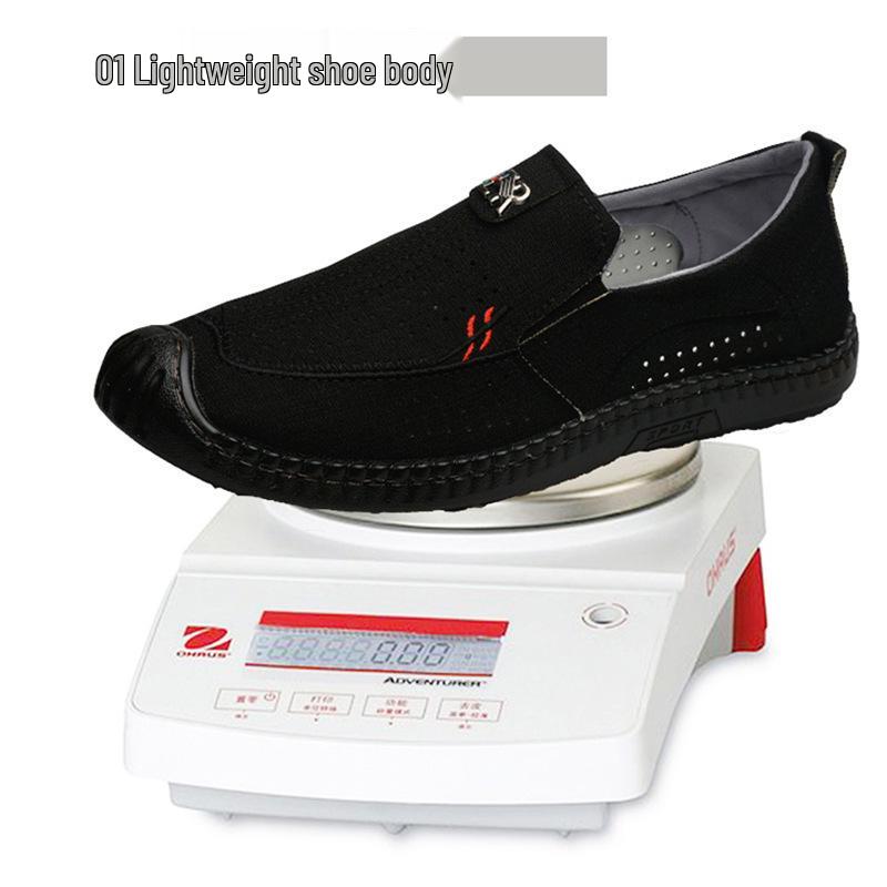 Men's Breathable Canvas Slip-On Shoes, Soft Cowhide Sole, Linen Low-Top Moccasins for Driving and Casual Wear