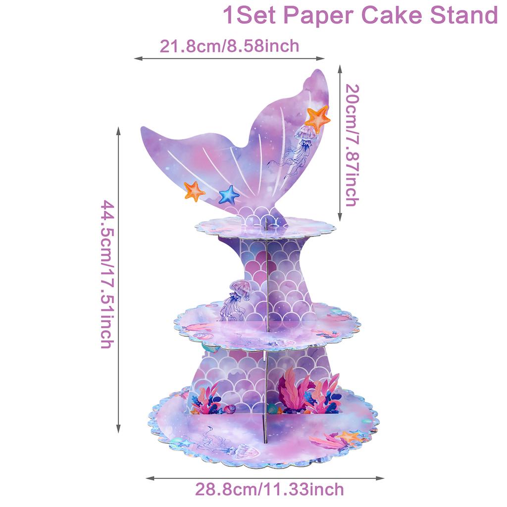 Zestaw naczyń jednorazowych Syrenka Talerze papierowe Kubki Mała Syrenka Dekoracje na przyjęcie urodzinowe Dziewczęce Baby Shower Artykuły imprezowe