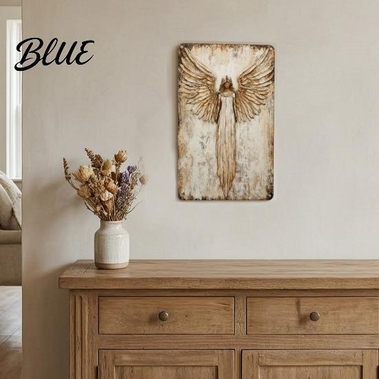 Vintage Farmhouse Decor 3Pcs Guardian Angel Wall Signs Rustic Distressed Metal Sign Home Art for Indoor Outdoor Memorial Christian Decoration