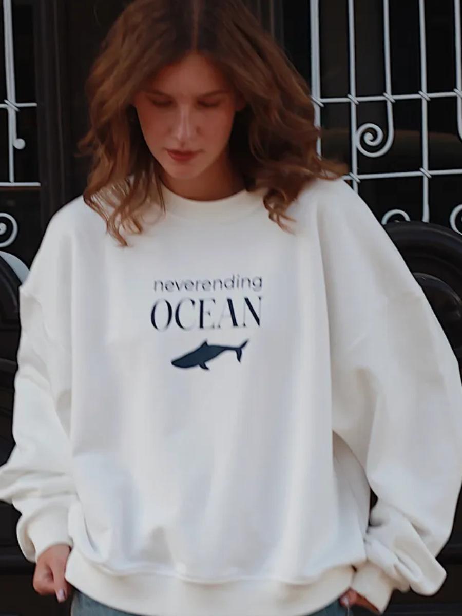 Seasonal European and American style, foreign style, chic printing loose and thin oversize thickened round neck personalized sweater XXXL