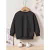 Cartoon Space Print Crew Neck Sweatshirt - Fabric Casual Active Pullover for Children - Regular Fit Applique Alphabet Pattern