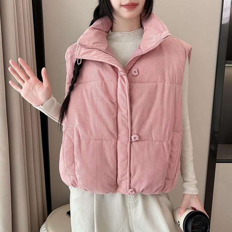 

Вельветовый хлопковый жилет женский короткий зимний новый со стойкой воротником свободный хлопковый жилет свободный жилет жилет жилет жилет 2XL suggestion [140--150] catties розовый