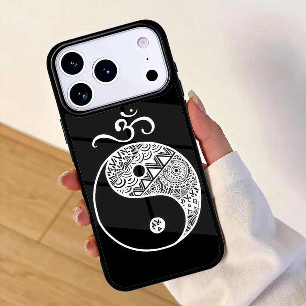 Om Yoga Symbol Hindu Logo Handyhülle für IPhone 17 AIR 16pro Max 15 14 13 12 11 Bumper Hülle