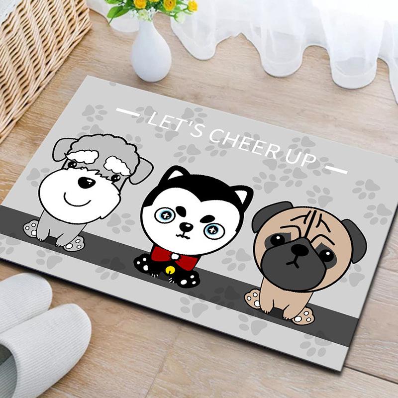 

Cartoon Animal Carpet Mat Rug Cat/Dog/Pug Design with Welcome Text Non-slip Home Decoration Floor Mat for Entryway Welcome Mat 40X60CM