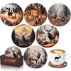 Round Solid Wood Coasters Set Retro Elk/Vinyl Record Coasters, Decorative Wooden Cup Mats, Insulated Table Gift Ideas for Cabin And Bar Decor Mat, Non