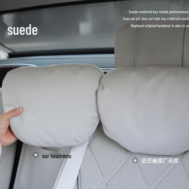 Tesla & Mercedes-Benz S-Class Compatible Neck & Lumbar Support Pillows: Maybach, Suede, and DuPont Cotton Options