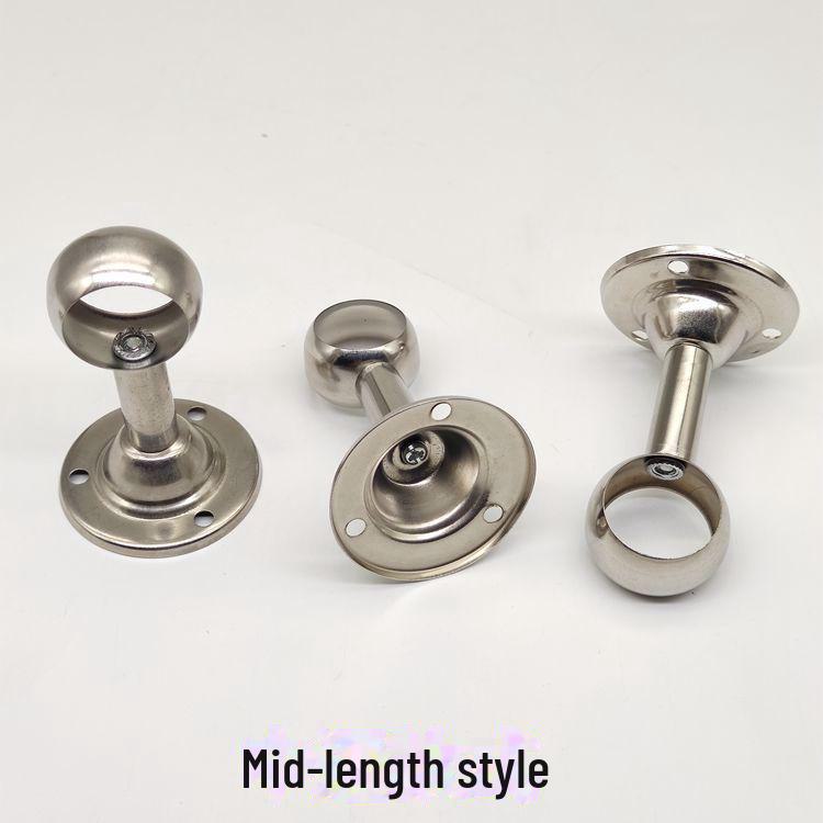 Stainless Steel Round Head Shower Curtain Rod and Fixed Base Accessories