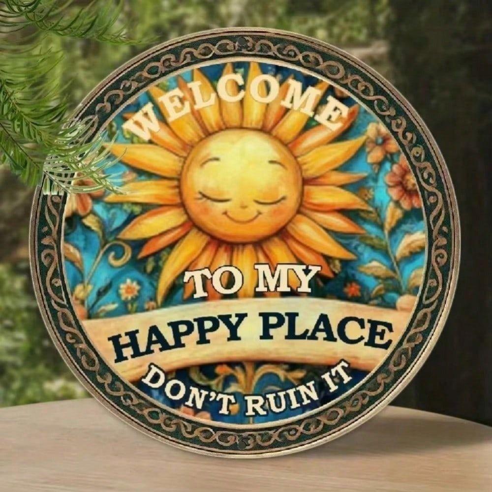 Tin Sign Metal Poster Wall Art - Round Vintage Retro Rustic for Bedroom