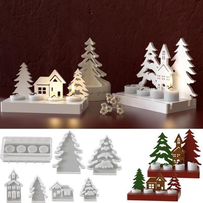 Hemförbättring Gjutform Jul Silikon Gjutform Jul Ljusstake Silikonformar för DIY för Festlig