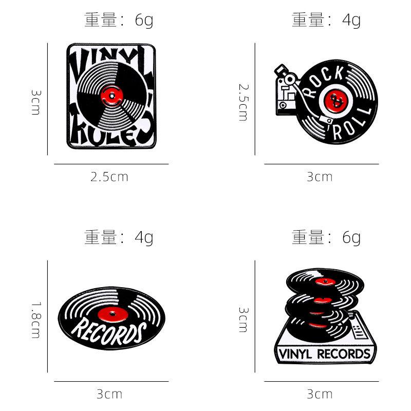 Vintage color vinyl record shape metal brooch creative clothes bag accessories badge new product