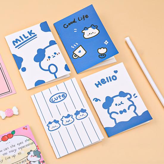 Lot de 4 Mini Carnets Mignons Dessins Animés 64K pour Enfants Étudiants Papier Lisse Portable Stylo Lisse Journal Prix Scolaires Et Cadeaux de Fête