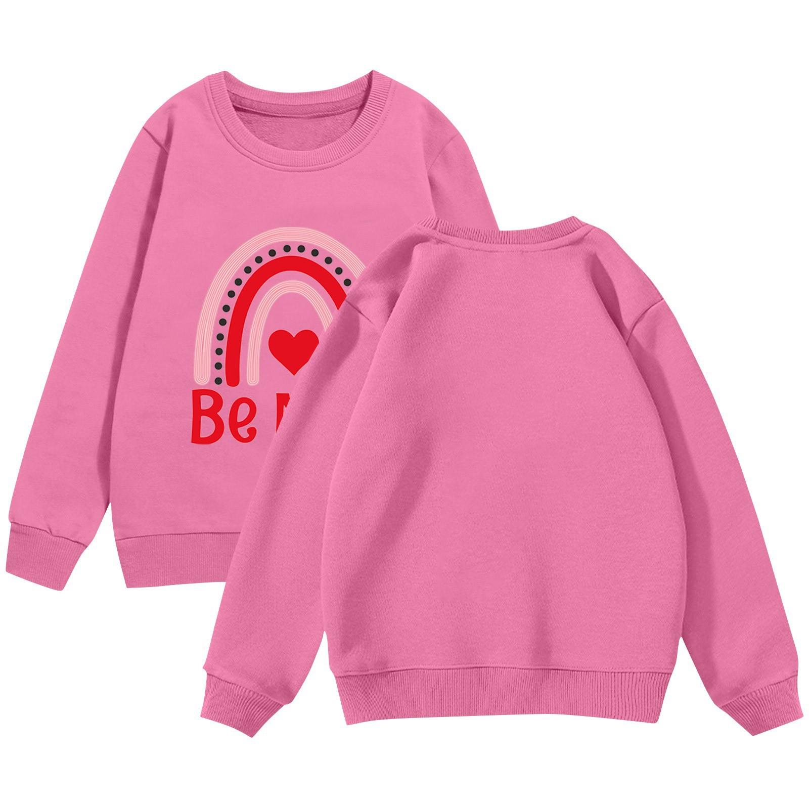 

День святого Валентина Девочки Круглый вырез Пуловеры для детей Печатные детские топы 100