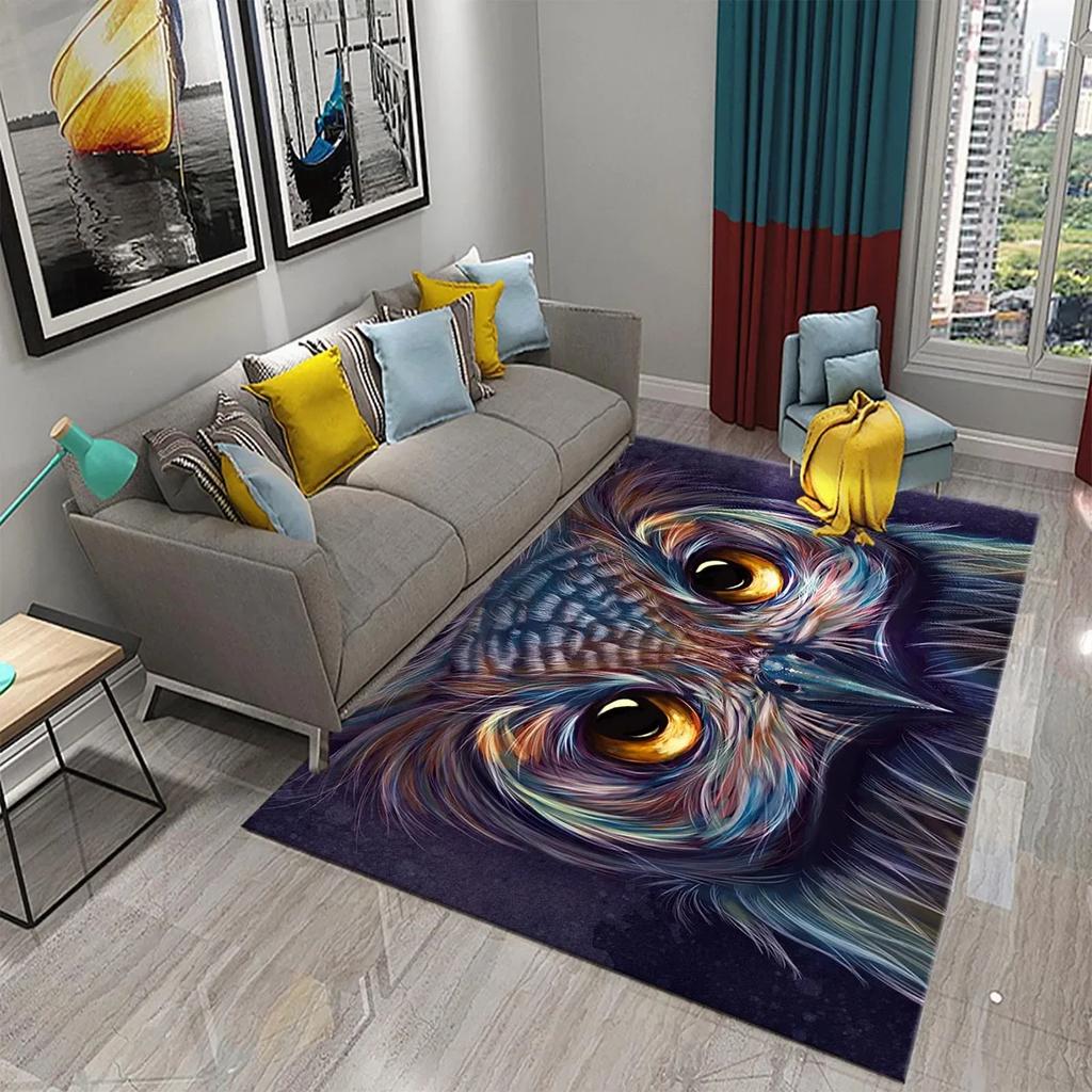 Lieblicher Cartoon Eulen Teppich für Schlafzimmer Wohnzimmer Dekor Fußmatte Flur Teppich Niedliche Tier Teppiche Küche Badezimmer Rutschfester Teppich