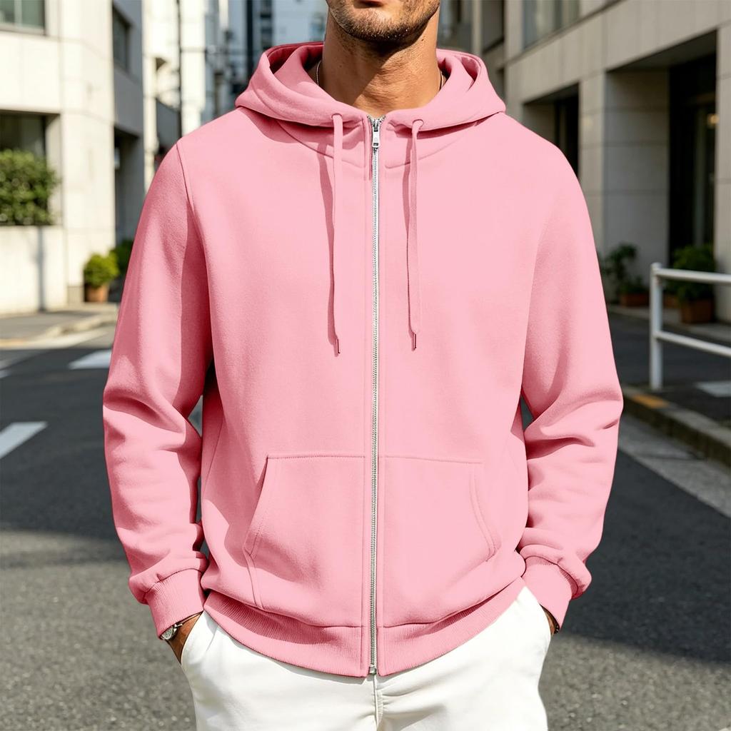 Men's Casual Zip-Up Hoodie Sweatshirt Jacket with Pockets