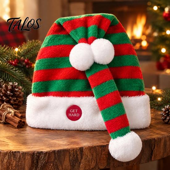 Quirky Christmas Sweater Party Hat Animated Naughty Santa Hat, Funny Dancing Button Activated Dynamic Holiday Costume Decoration Movement Soft