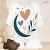 Women Plus Size Batwing Short Sleeve Top Round Neck Moon Star Night Sky Print Loose Casual Tunic Blouse