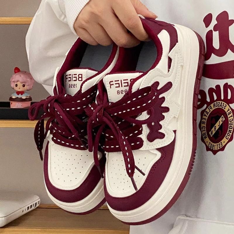 

Модные весенне-осенние повседневные кроссовки на платформе для женщин, новые дизайнерские спортивные туфли Zapatos De Mujer, модные туфли из искусственной кожи для женщин 35 бордовый