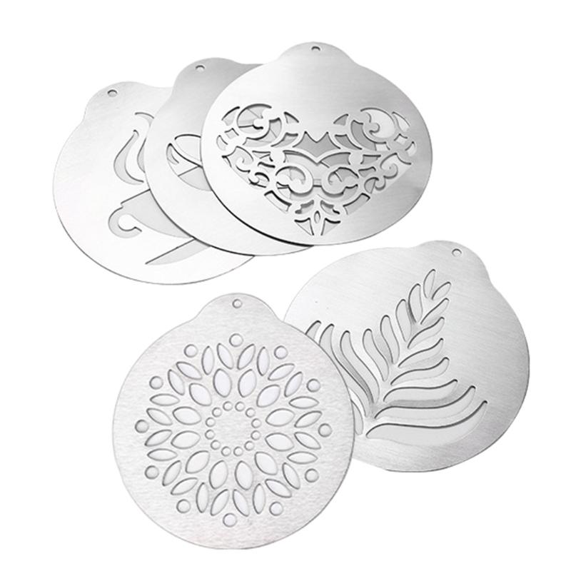 5 PCS/set Stainless Steel Lattes Art Stencils Cappuccinos Art Templates