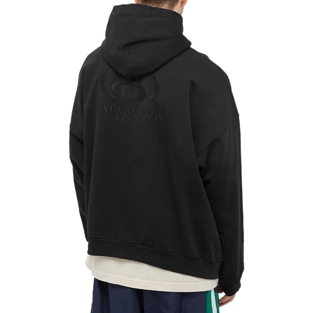 Balenciaga Back Logo Popover Hoodie 'Black' Men's 674986TLV971069