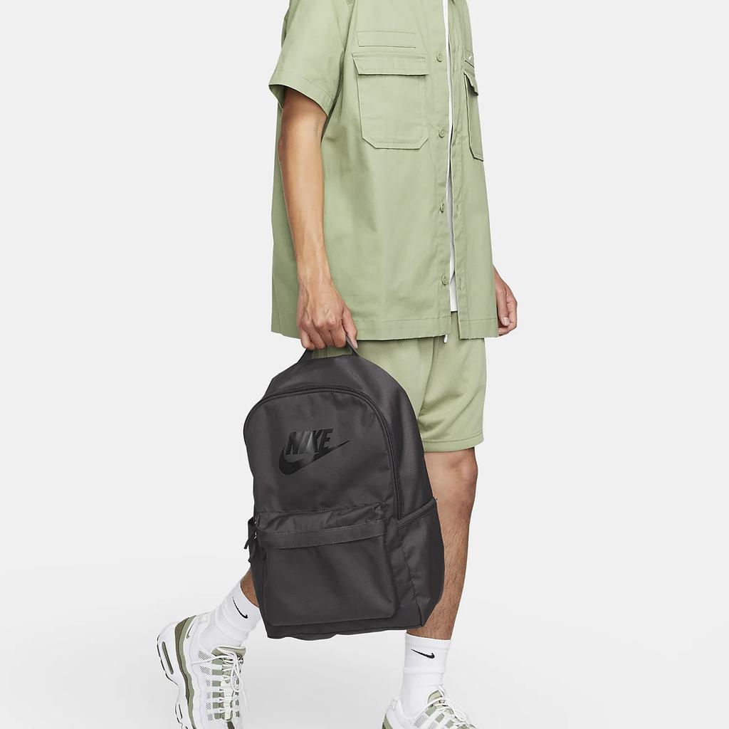 Nike Heritage Basic Logo Solid Color Polyester Backpack Unisex Backpack Medium-Gray DC4244-254