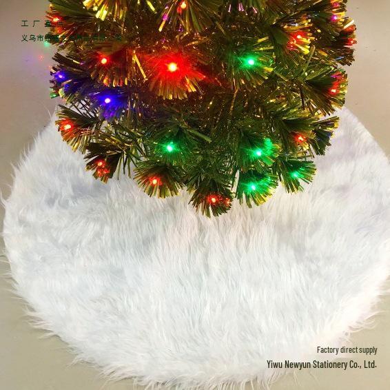White Plush & Gold Sequin Christmas Tree Skirt 90/122cm