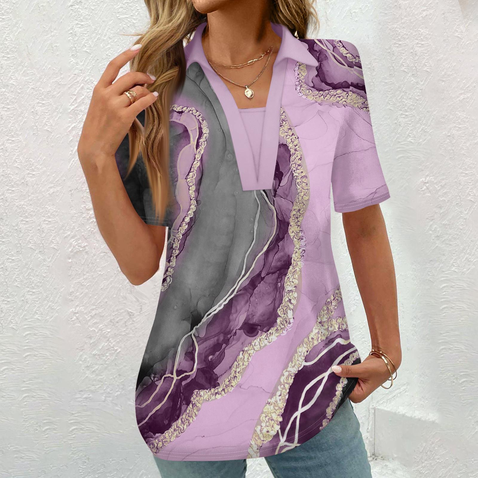 

Женская модная повседневная рубашка с коротким рукавом с винтажным принтом на пуговицах, блузка L