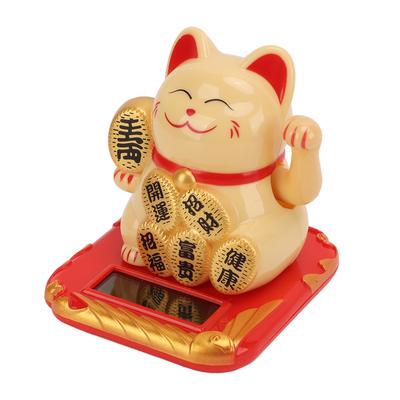 Glückskatze, solarbetrieben, Mini-Größe, bringt Reichtum und Schätze, süßes Lächeln, langlebig, Maneki Neko für