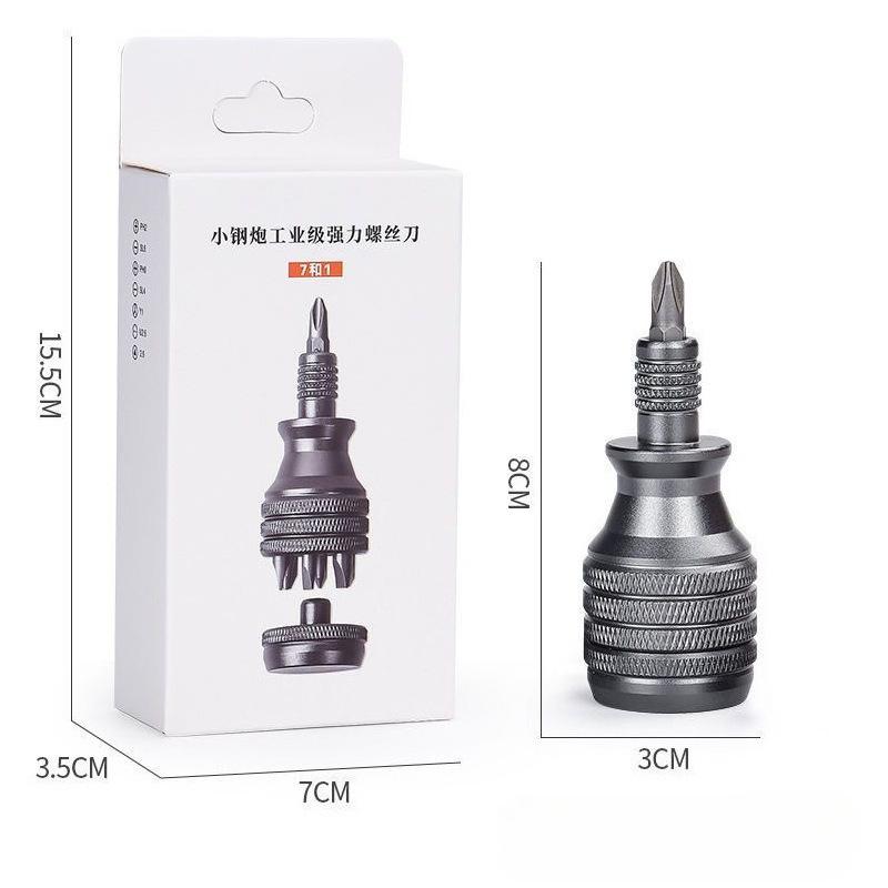

7-in-1 Industrial Mini Screwdriver Set Aluminum Alloy Handle High Hardness Phillips Slotted Bits Multi-Function EDC Tool