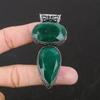 Colgante de plata de ley 925 hecho a mano con piedras preciosas de esmeralda, colgante de piedras preciosas de esmeralda doble, collar, regalos para mujeres