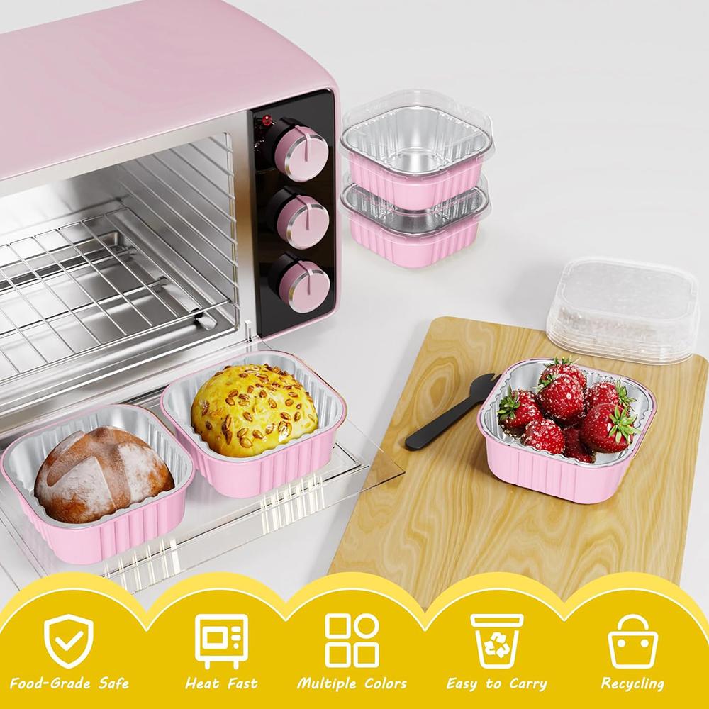 New 25 Set Square Mini Cake Pans with Lids and Dessert Cups for Wedding Party