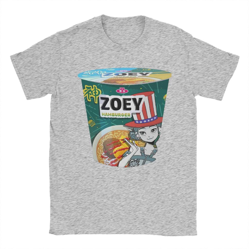ZOEY Hamburger Ramyeon  Ramen Huntrix Men T Shirts Demon Hunters  Tees Short Sleeve O Neck T-Shirt Pure Cotton Summer Tops